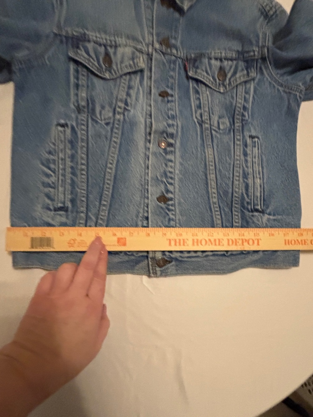 Levi's Denim Cropped Jacket with Pink Painted Stars Size 42 - Picture 12 of 15